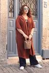 RENKTE BÜYÜK BEDEN KİREMİT PANÇO