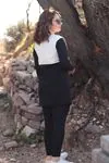 RENKTE BÜYÜK BEDEN FEMME BASKILI GARNİLİ SİYAH SWEAT