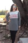 RENKTE BÜYÜK BEDEN FEMME BASKILI GARNİLİ GRİ SWEAT