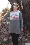RENKTE BÜYÜK BEDEN FEMME BASKILI GARNİLİ GRİ SWEAT