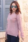 RENKTE BÜYÜK BEDEN PUDRA CEPLİ TRİKO