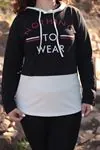 RENKTE BÜYÜK BEDEN KAPŞONLU NOTHİNG SİYAH SWEAT
