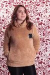 RENKTE BÜYÜK BEDEN DEGAJE YAKA KAHVE PELUŞ SWEAT