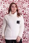 RENKTE BÜYÜK BEDEN DEGAJE YAKA BEYAZ PELUŞ SWEAT