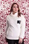 RENKTE BÜYÜK BEDEN DEGAJE YAKA BEYAZ PELUŞ SWEAT