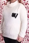 RENKTE BÜYÜK BEDEN DEGAJE YAKA BEYAZ PELUŞ SWEAT