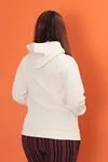 RENKTE BÜYÜK BEDEN KAPŞONLU KREM SWEAT