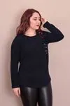RENKTE BÜYÜK BEDEN CEBİ NİŞANTAŞLI LACİVERT TRİKO