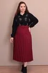 RENKTE BÜYÜK BEDEN PİLİSELİ BORDO HÜRREM ETEK