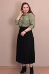 RENKTE BÜYÜK BEDEN PİLİSELİ SİYAH HÜRREM ETEK