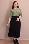 RENKTE BÜYÜK BEDEN PİLİSELİ SİYAH HÜRREM ETEK