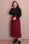 RENKTE BÜYÜK BEDEN PİLİSELİ BORDO HÜRREM ETEK
