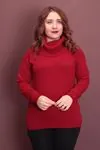RENKTE BÜYÜK BEDEN BALIKÇI YAKA KIRMIZI TRİKO