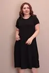 RENKTE BÜYÜK BEDEN KISA KOL SİYAH ELBİSE