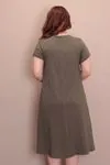 RENKTE BÜYÜK BEDEN KISA KOL HAKİ YEŞİL ELBİSE