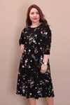 RENKTE BÜYÜK BEDEN DESENLİ DİRSEK KOL ELBİSE