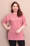 RENKTE KAKTÜS NAKIŞLI PUDRA T-SHİRT