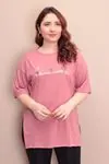 RENKTE KAKTÜS NAKIŞLI PUDRA T-SHİRT