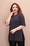 RENKTE DİRSEK KOL SİYAH BEYAZ ÇİZGİLİ BOYFRİEND T-SHİRT
