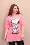 RENKTE ÖNÜ BASKILI PEMBE T-SHİRT