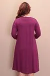 RENKTE DİRSEK KOL MOR ELBİSE
