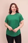 RENKTE OMUZ TÜLLÜ TAŞLI YEŞİL BLUZ