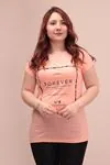 RENKTE İNCE PAMUKLU FOREVER YAZILI SOMON T-SHİRT