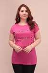 RENKTE İNCE PAMUKLU FOREVER YAZILI PEMBE T-SHİRT
