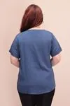 RENKTE DÜĞME DETAYLI TABA LACİVERT BLUZ
