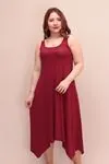 RENKTE ASKILARI RENKLİ ŞERİTLİ BORDO ELBİSE