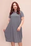 RENKTE KOLLU DESENLİ BALON ELBİSE