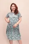 RENKTE KOLLU DESENLİ BALON ELBİSE
