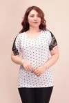 RENKTE KOLLARI GÜPÜR PUANTİYE DESENLİ BLUZ