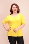 RENKTE SIRTI ÇAPRAZ BİYELİ SARI BLUZ