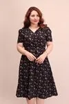 RENKTE ÖNÜ ANVOLOK DESENLİ ELBİSE