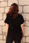 RENKTE YAKA BİYESİ BONCUKLU SİYAH BLUZ
