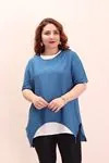 RENKTE GARNİLİ İNDİGO KETEN TUNİK