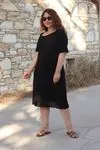 RENKTE TEK OMUZU ASKILI ETEK UCU FİSTOLU SİYAH ELBİSE