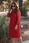 RENKTE TÜL DETAY SİMLİ KIRMIZI ABİYE ELBİSE