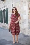RENKTE KOLLU DESENLİ BALON ELBİSE