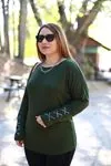 RENKTE KOL UCU ÇAPRAZ ŞERİTLİ HAKİ YEŞİL BLUZ