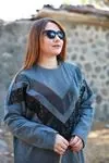 RENKTE PUL DETAYLI ANTRASİT TUNİK