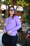 RENKTE U YAKA LİLA BLUZ