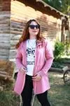 RENKTE İPLİ KAPŞONLU FERMUARLI PUDRA CEKET&SWEAT