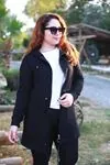 RENKTE İPLİ KAPŞONLU FERMUARLI SİYAH CEKET&SWEAT
