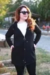 RENKTE İPLİ KAPŞONLU FERMUARLI SİYAH CEKET&SWEAT