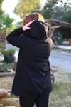 RENKTE İPLİ KAPŞONLU FERMUARLI SİYAH CEKET&SWEAT