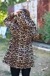 RENKTE İPLİ KAPŞONLU FERMUARLI LEOPAR CEKET&SWEAT
