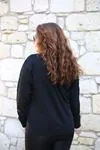 RENKTE KEDİ BASKILI SİYAH SWEAT