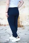 RENKTE ÇİMALI DAR PAÇA LACİVERT ÇELİK PANTOLON